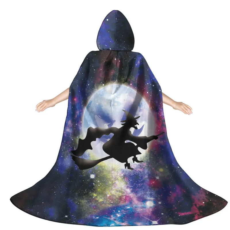 

Накидка Галактическая с ведьмой, плащ для детей на Хэллоуин, плащ с капюшоном, детские модные костюмы для косплея, украшение для вечеринки, х...