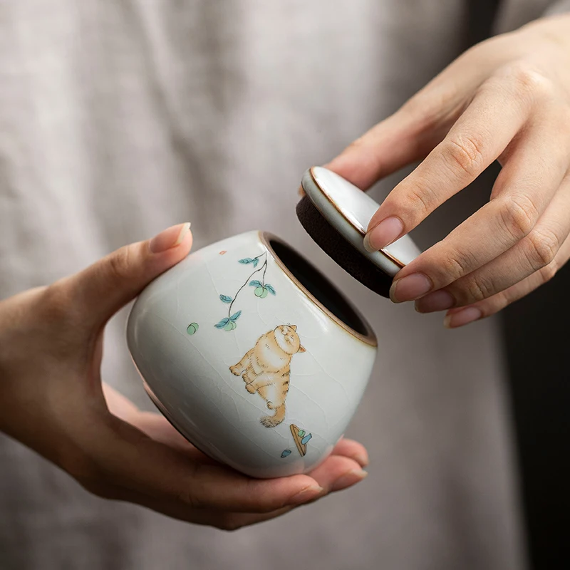 Креативная керамическая банка для чая с милым котом большой емкости чайные