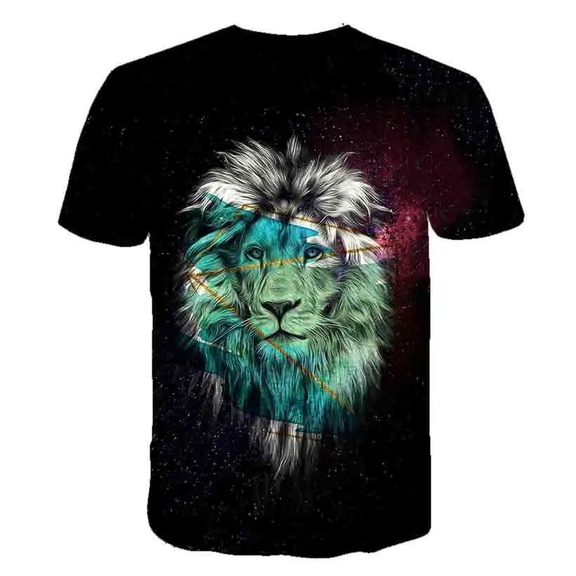 

URBAN men's and women's lion T-shirt 3D-printed personality short sleeve men's summer hip-hop o collar casual T-shirt top