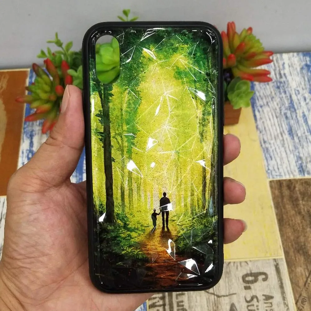 

Fashion design diamond pattern painting acrylic pc tpu phone case for iphone x / xs