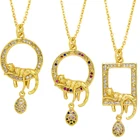 Ожерелье-чокер с круглым кулоном и карточкой, золотистого цвета