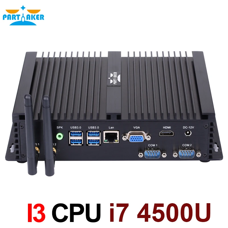 Мини компьютер безвентиляторный мини ПК Windows 10 Core i7 4500U 2 * RS232 промышленный прочный