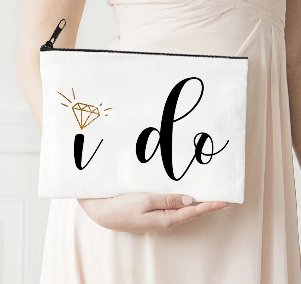 

Bridesmaid Makeup Bag I Do Pattern Large Cosmetic Bag Bridal Party Make Up Bags Pouch Necessaries Lady Zipper Pouch M Print