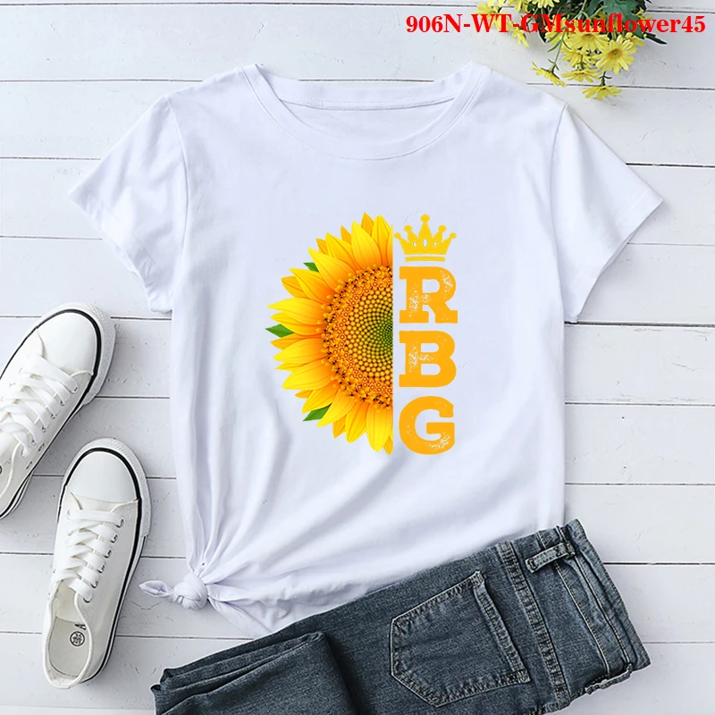 

Aesthetic Graphic T Shirts Women's Clothing 2021 Sunflower Summer Top Plus Size Blouses and Shirts Short Sleeve Tshirt for Girls