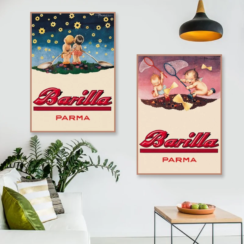 Спагетти Barilla Parma классический винтажный рекламный плакат для еды из крафт бумаги