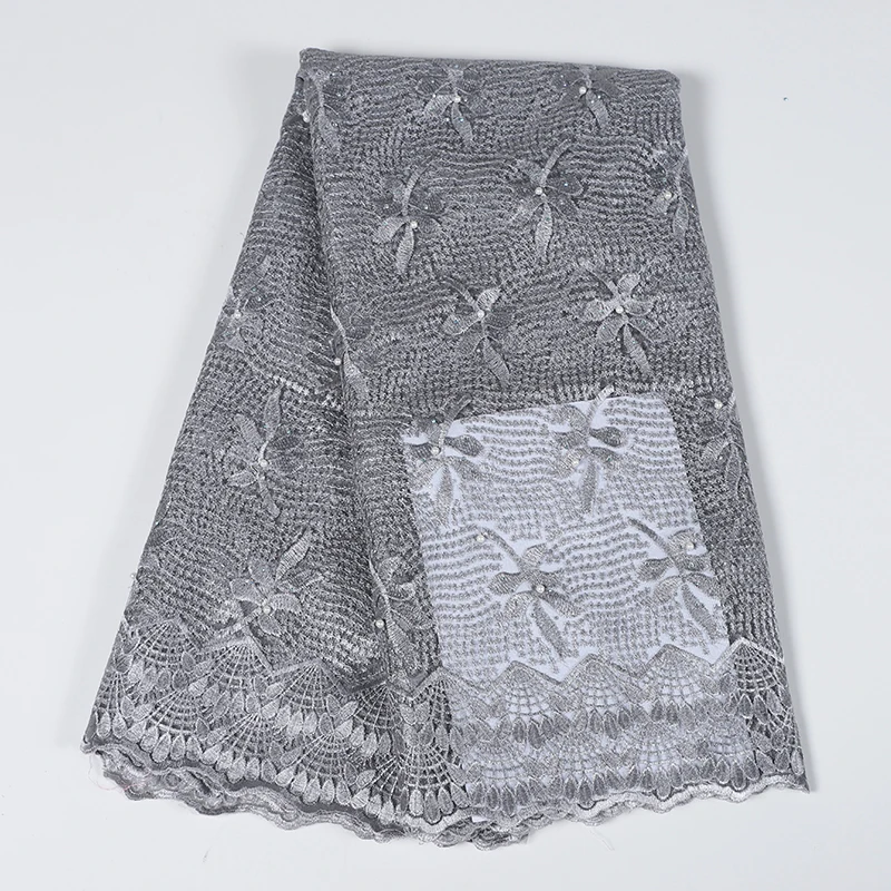 Новейшая белая африканская кружевная ткань высокого качества вышитая