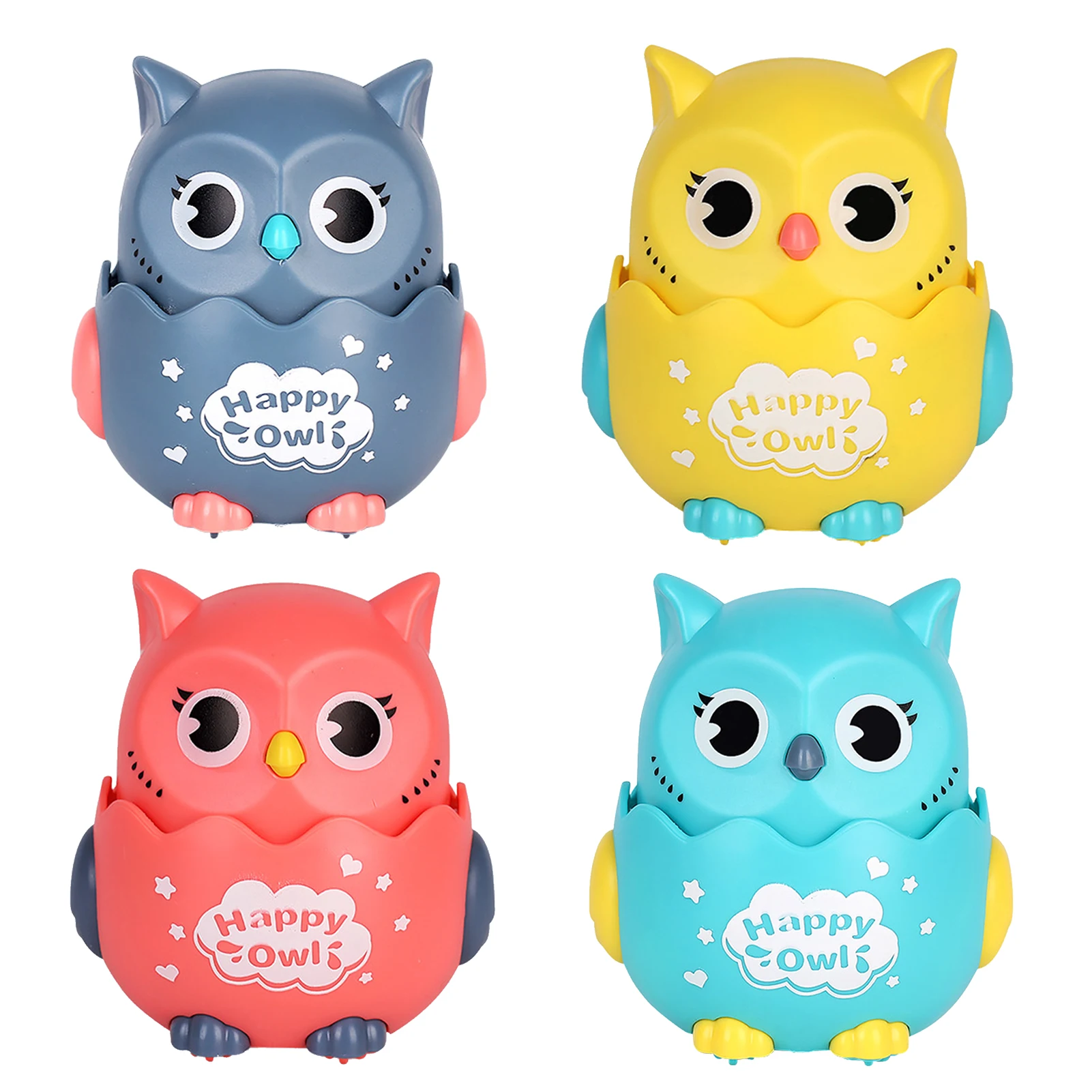

New Cute Cartoon Baby Rattle Toys Press And Go Owl Toy Educational Inertial Owl With Rotating Head Inertial Slide Toy Kids Gift