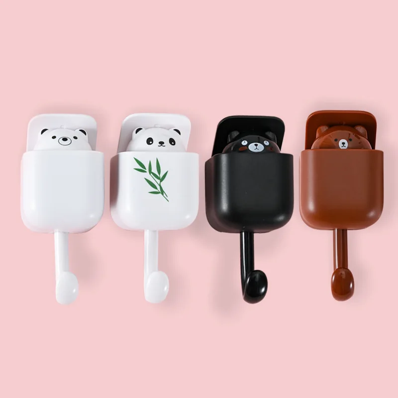 

Hook Punch-free Household 3D Cartoon Bear Decorative Key Hook Storage Bathroom Kitchen Wall Paste Hanging Hook Children's Gift