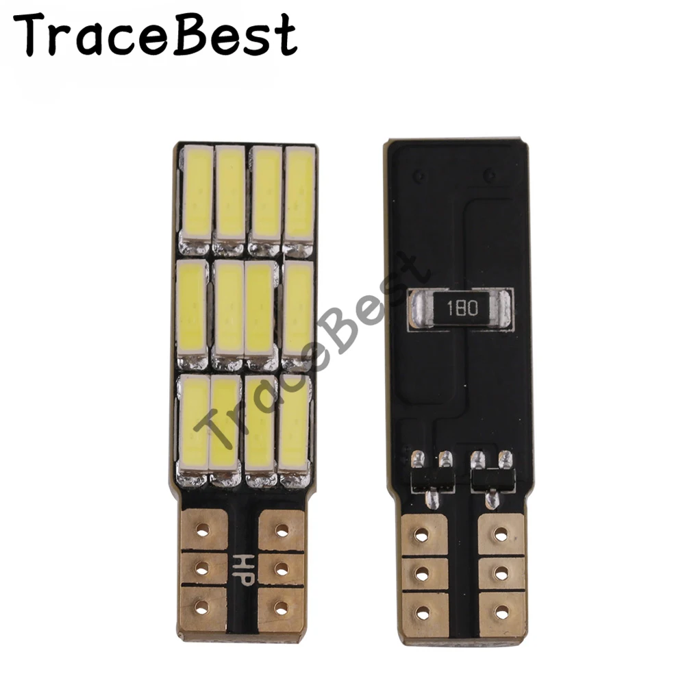 TraceBest 2 шт. белый подключению Can-шины без ошибок T10 W5W 12LED лампы 7020 12SMD фара дальнего
