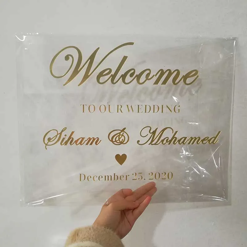 Свадебный знак приветствия персонализированный Золотой акриловый Декорации для
