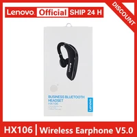 lenovo hx106 wireless earphone bluetooth5 0 ear hook business headphone single ear headset with mic hd for xiaomi iphone earbuds