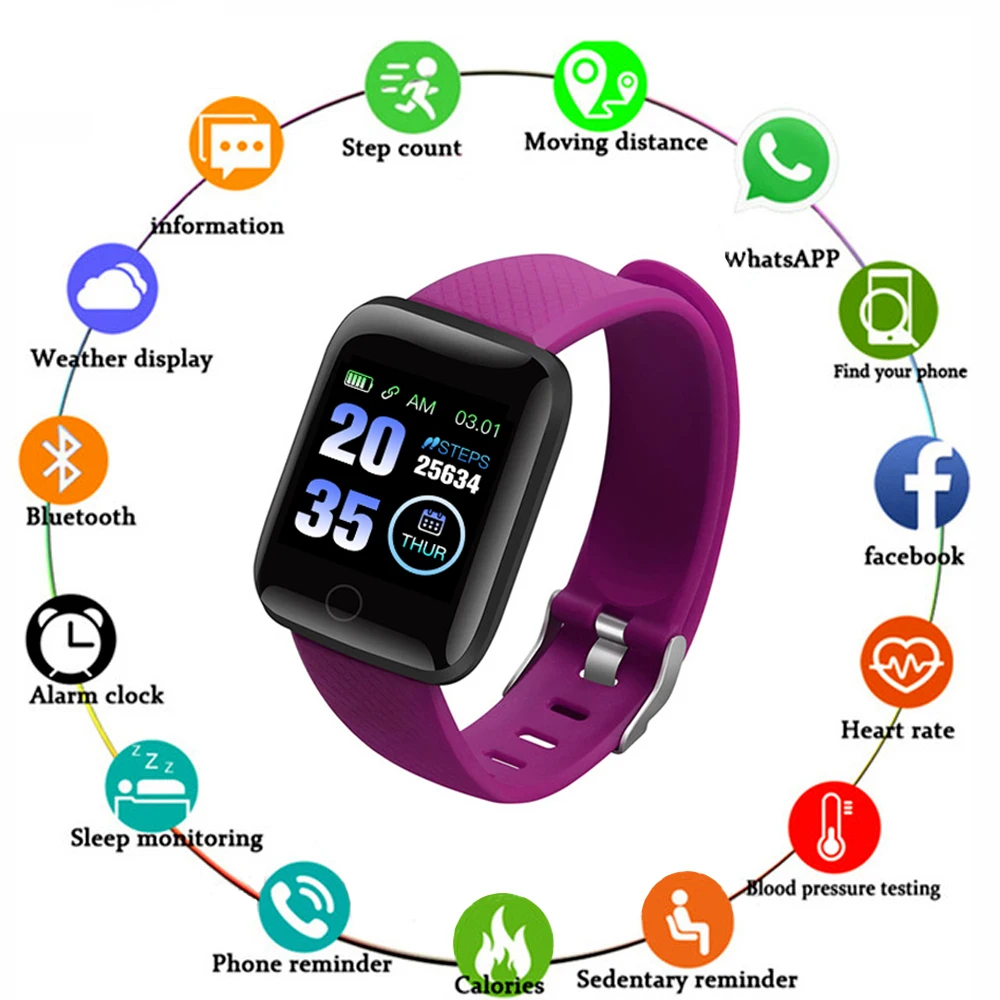 

116plus Color Screen Smart Watch Men Wristband Heart Rate Blood Pressure Sleep Waterproof Smartwatch Women Smatr Watches 2021