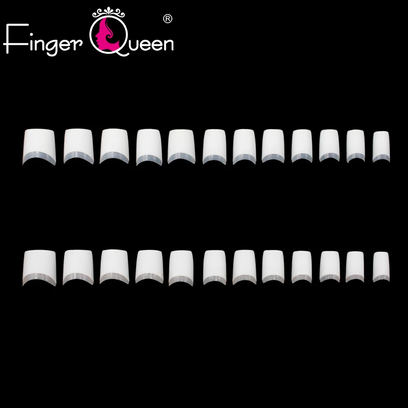 FingerQueen 12/24 шт. полу накладные ногти натуральный/прозрачный гроб искусственных