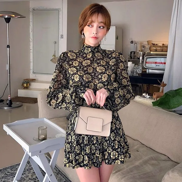 Женский комплект из 2 предметов шифоновая блузка с цветочным принтом и