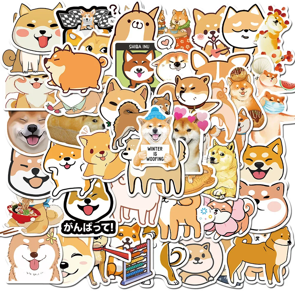 

50Pcs/Bag Animal Cute Pet Sticker Shiba Inu Husky Corgi Kawaii Animal Sticker For Luggage Phone Case Graffiti Stickers Kids Toy