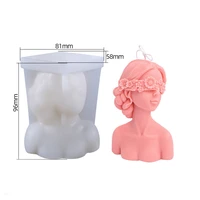 new creative closed eye girl aromatherapy candle mould blindfolded debate beauty plaster resin silicone mold candle making molds