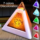 Светодиодный цифровой будильник Triang, 7 цветов, календарь, температурный дисплей, Настольный будильник для украшения дома