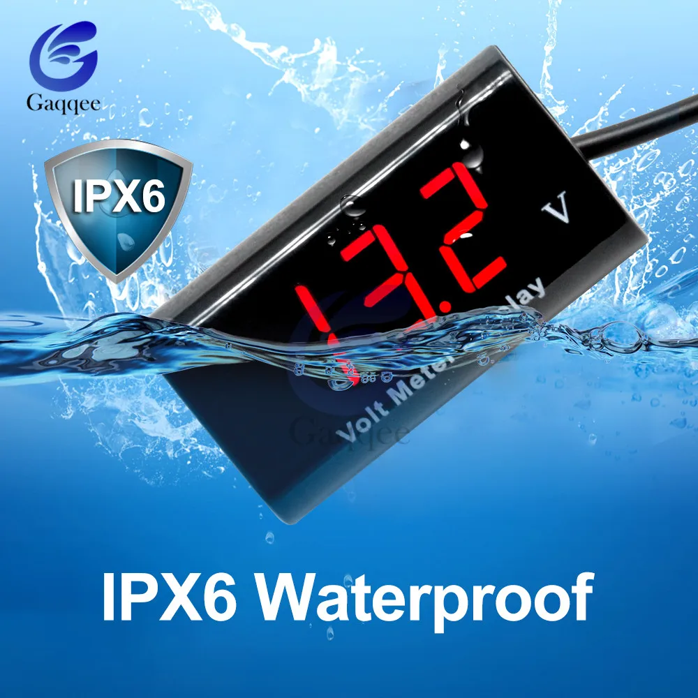 Водонепроницаемый Вольтметр постоянного тока 3-18 в IPX6 для автомобиля, лодки, мотоцикла, 12 В, 0,56 дюйма, светодиодный цифровой дисплей, вольтметр, измеритель напряжения, мини-тестер, двойная линия