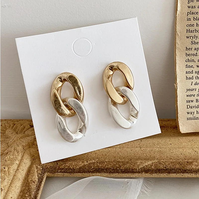 

MENGJIQIAO 2020 New Fashion Metal Chain Rhombus Geometric Drop Earrings For Women Vintage Shiny Zircon Pendientes Jewelry Gifts