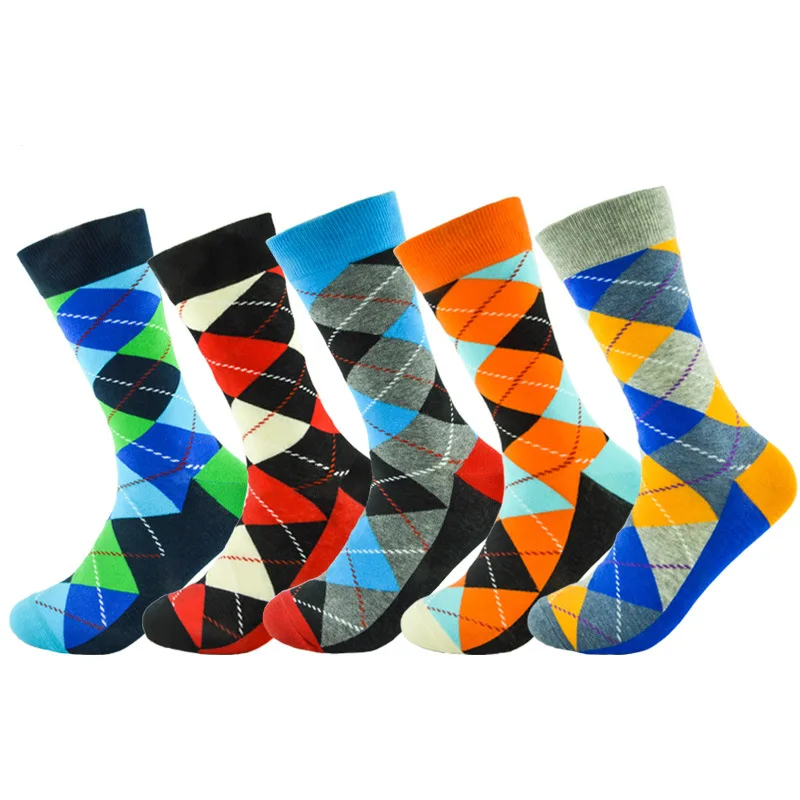 

Trendy Compression Socks Large Size Men's Dotted Diamond Lattice Outdoor Running Thickened Knee High Tube Medias De Compresión