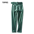 Брюки Toppies женские из искусственной кожи, Костюмные прямые флисовые штаны с высокой талией и поясом, уличная одежда, осень-зима 2021