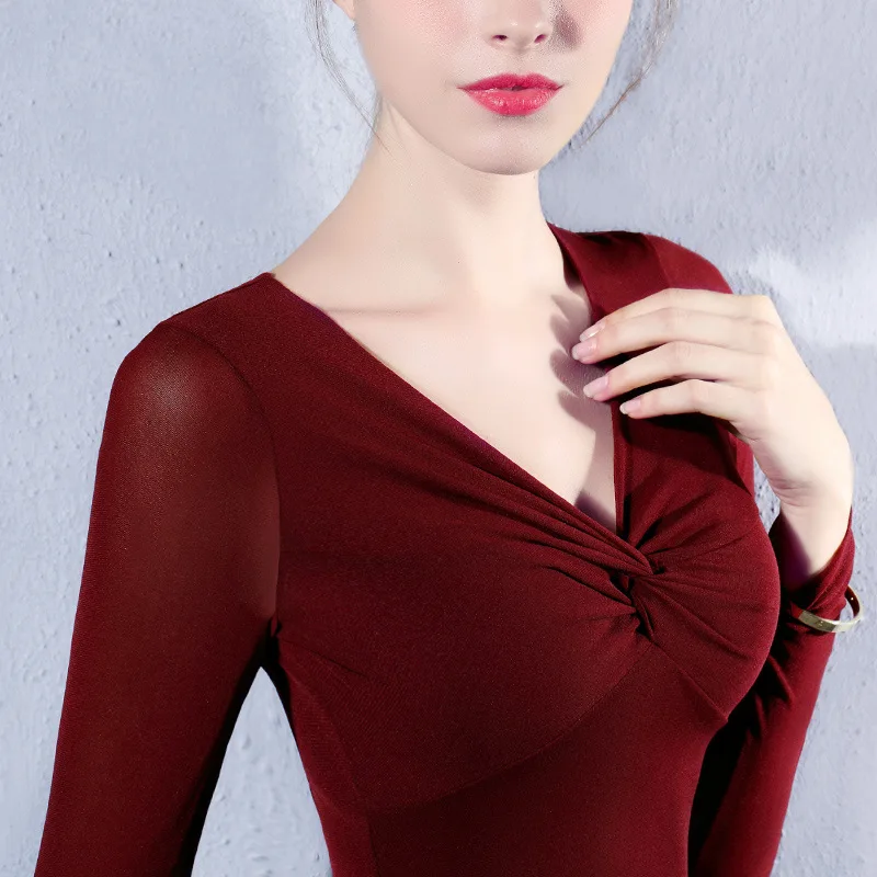 

Women s Tops And Blouses Spring And Summer Sexy Low-cut V-neck Plus Size Women T-shirt Slim Cross Bottoming Shirt Women