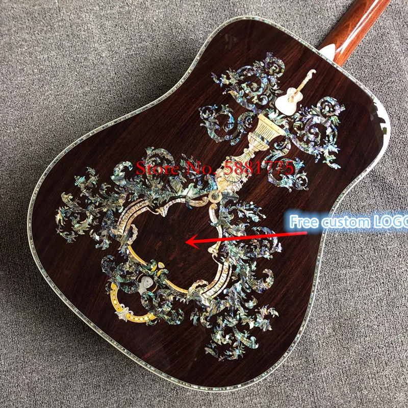 2021 Высококачественная пользовательская Акустическая гитара топ из твердой ели
