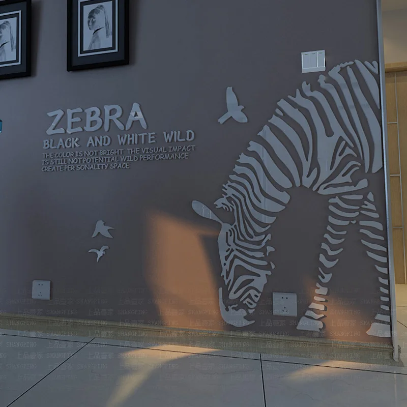 3d акриловые хрустальные настенные наклейки с зеброй для детской комнаты дивана