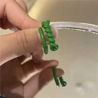 origin summer unique design enamel green twist rope ring for women open adjustable double layer metal index finger ring jewelry