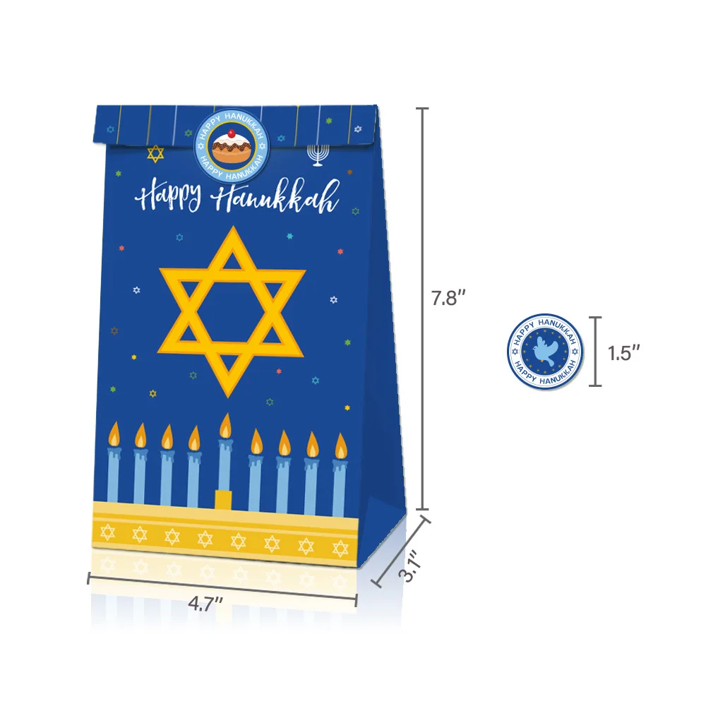 Милый пакет для конфет hanukka с наклейками счастливых Праздничных Украшений