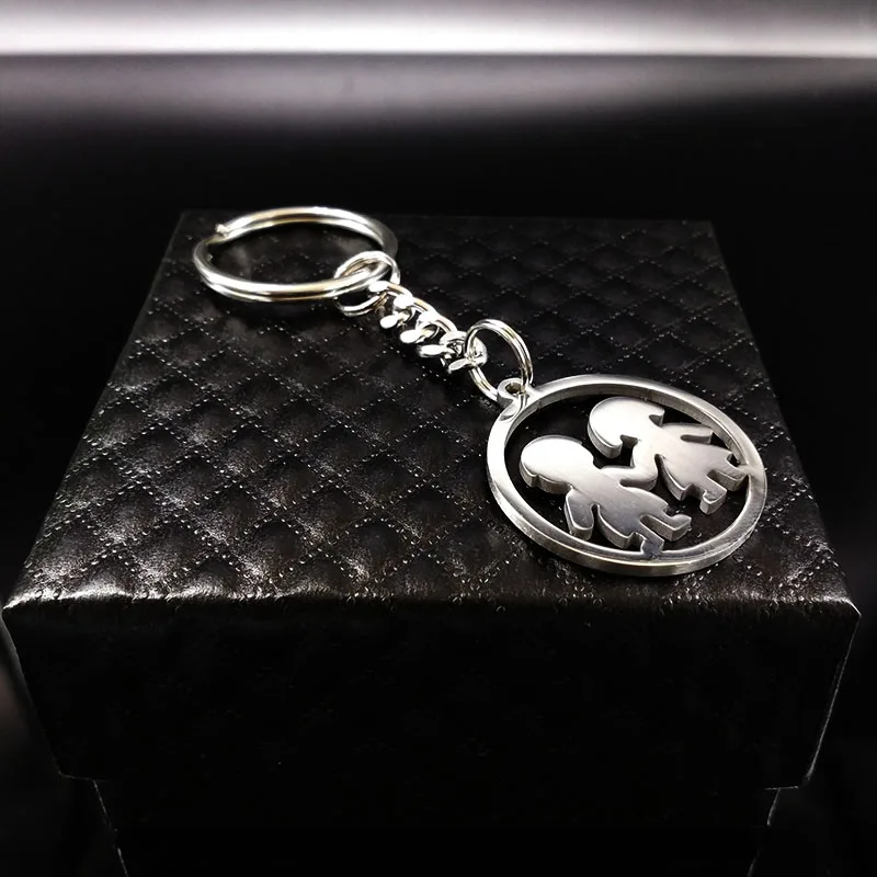 

Stainless Steel Key Chain Boy Girl Hand in hand Key Ring Silver Color Couple Keychain For Women Men Charm Jewelry Gift K7591B