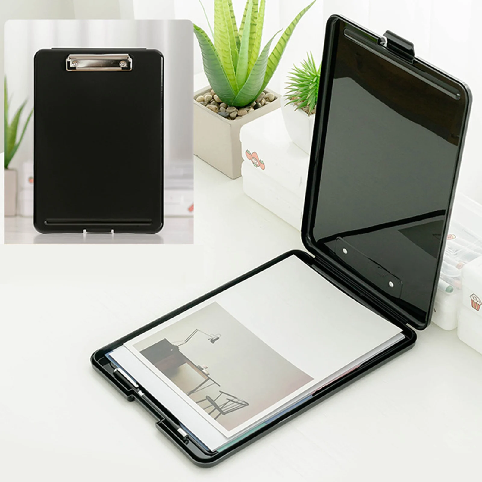 

A4 Clipboard File Box Waterproof Document Folder Writing Pad Test Paper Case Can Be Hung Multifunctional Organizer Office Supply
