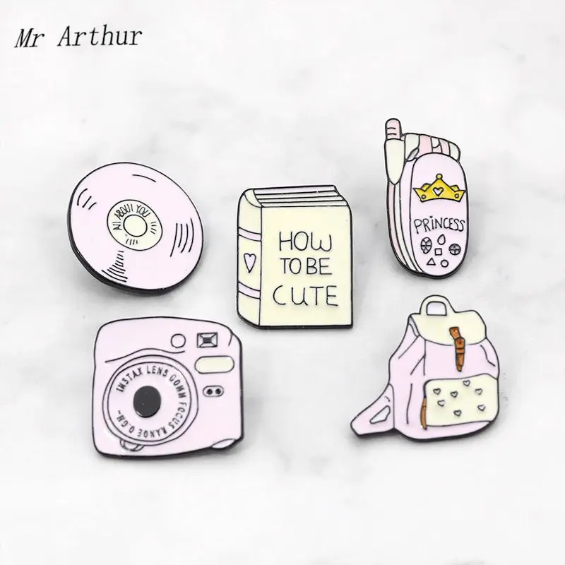 5 стилей Daliy коллекция эмалированная булавка записывающая Книга Мобильный