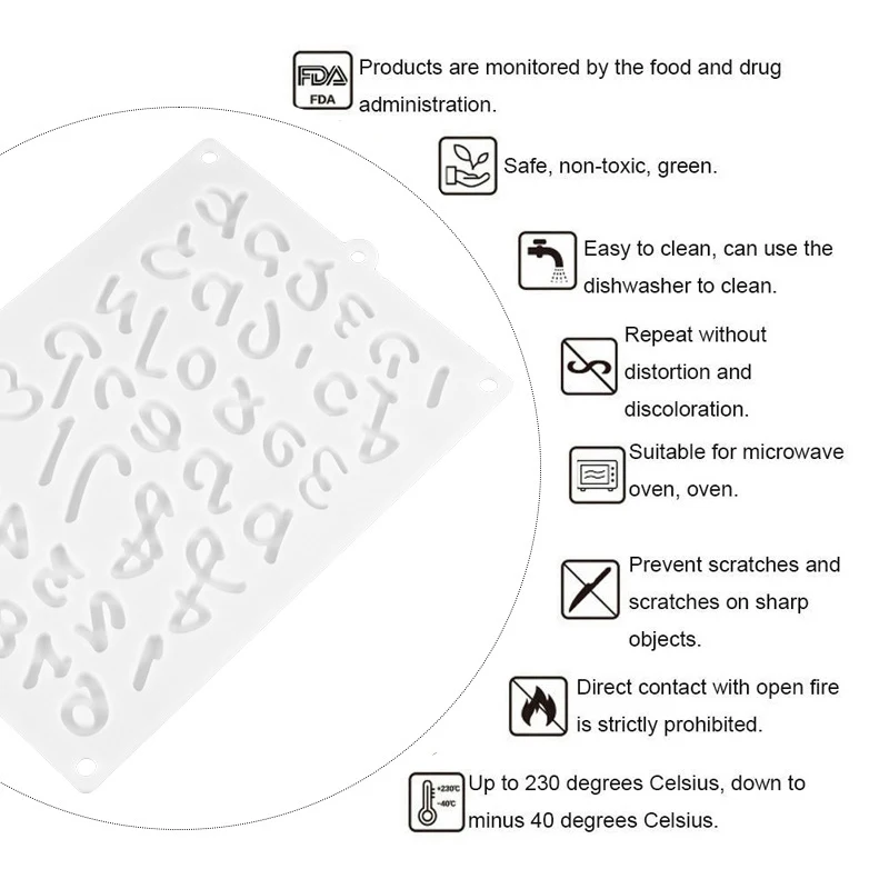 Силиконовая форма с ивритом для выпечки шоколадной помадки арабскими цифрами