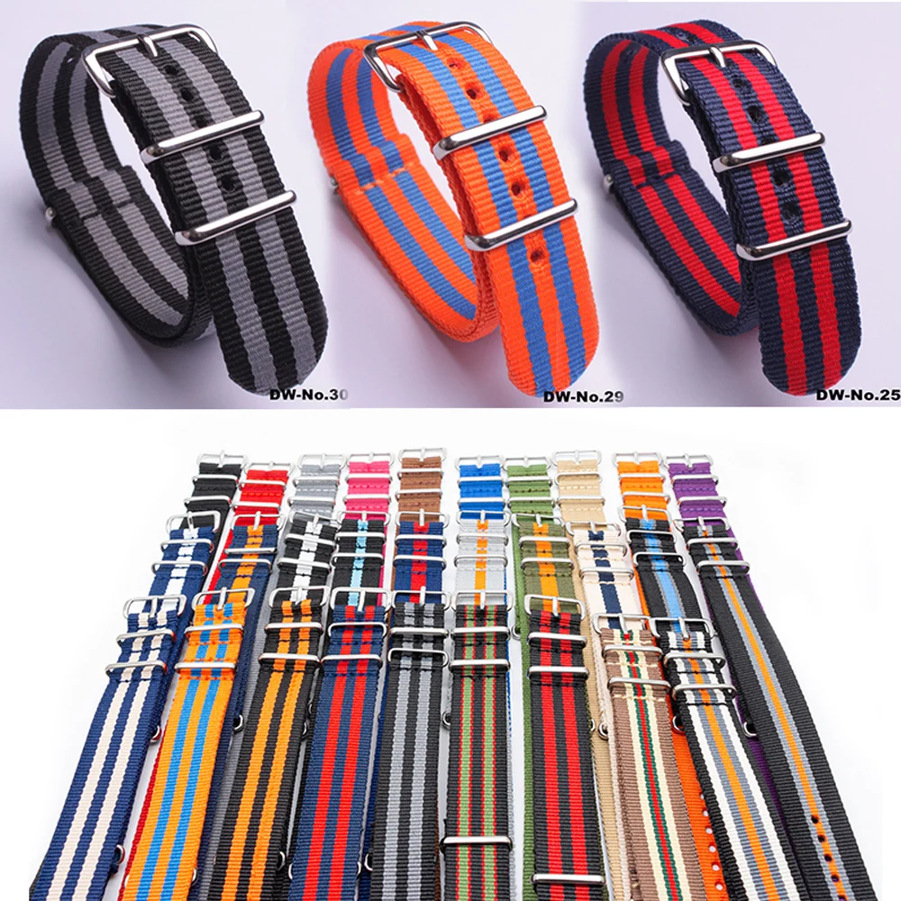 Ремешок плетеный нейлоновый для наручных часов Серебристый браслет из