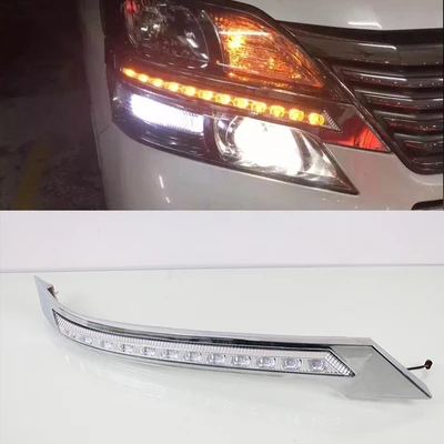 

2Pcs for toyota vellfire 2008 2009 2010 2011 2012 2013 2014 2015 LED DRL Daytime driving Running Light Daylight with turn signal