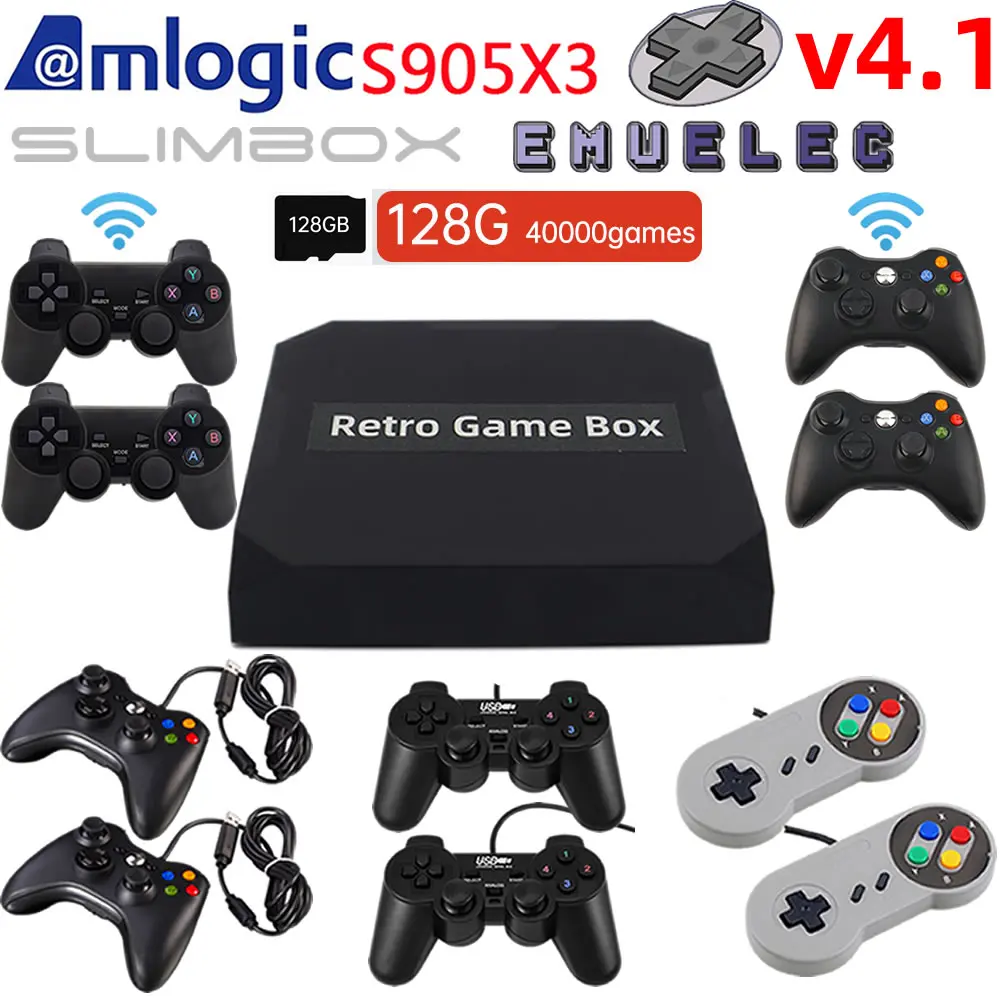 

Retro Game Console TV Video Games Dual System EmuELEC 4.1 S905X3 Plug And Play 128G Built-in 50 Emulators For PSP/PS1/DC/N64