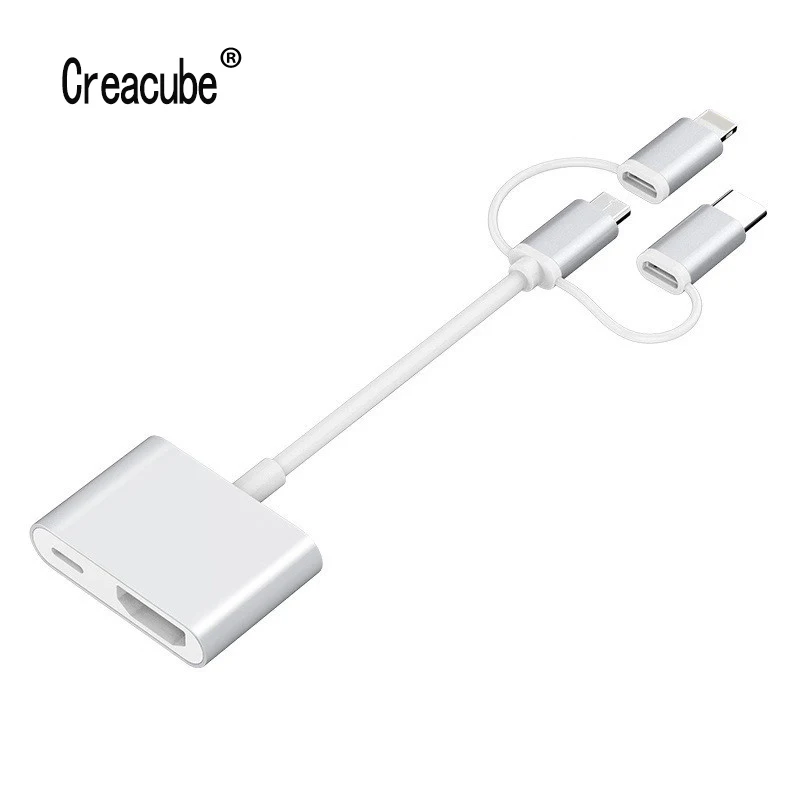 3 в 1 type C Micro USB к HDMI кабель для монитора адаптер iPhone X XS MAX samsung S10 + iOS Lighting Android телефон
