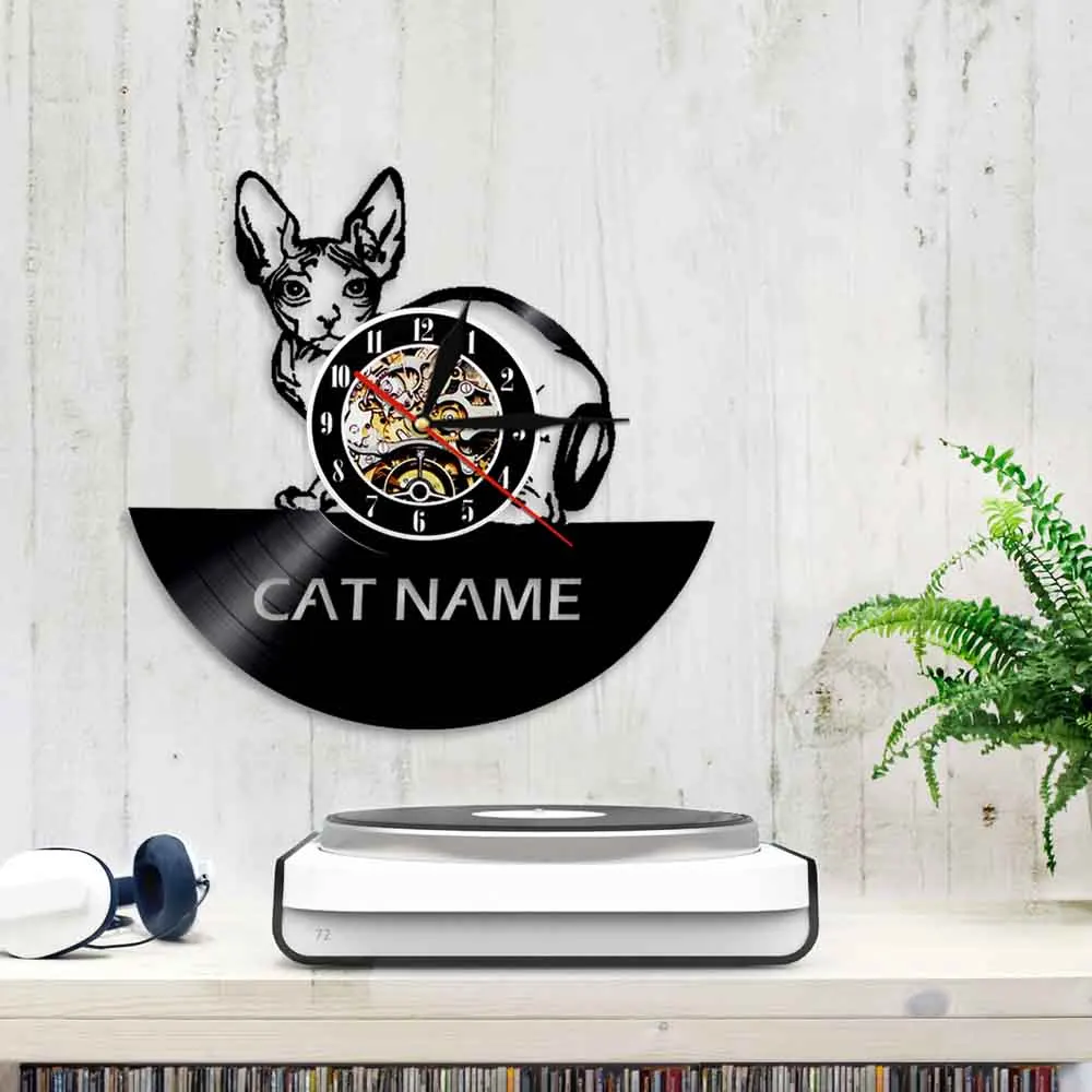 Настенные часы с изображением канадского кота без волос современный дизайн
