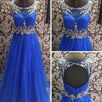 cap sleeve crystal royal blue evening dress sexy open back formal dresses long party dresses long elegant prom dresses