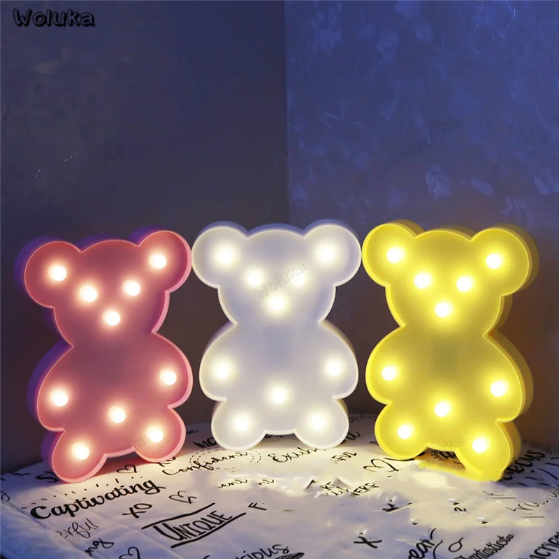 3D фигура в виде медведя светодиодный ночник батарея настольные Настенные