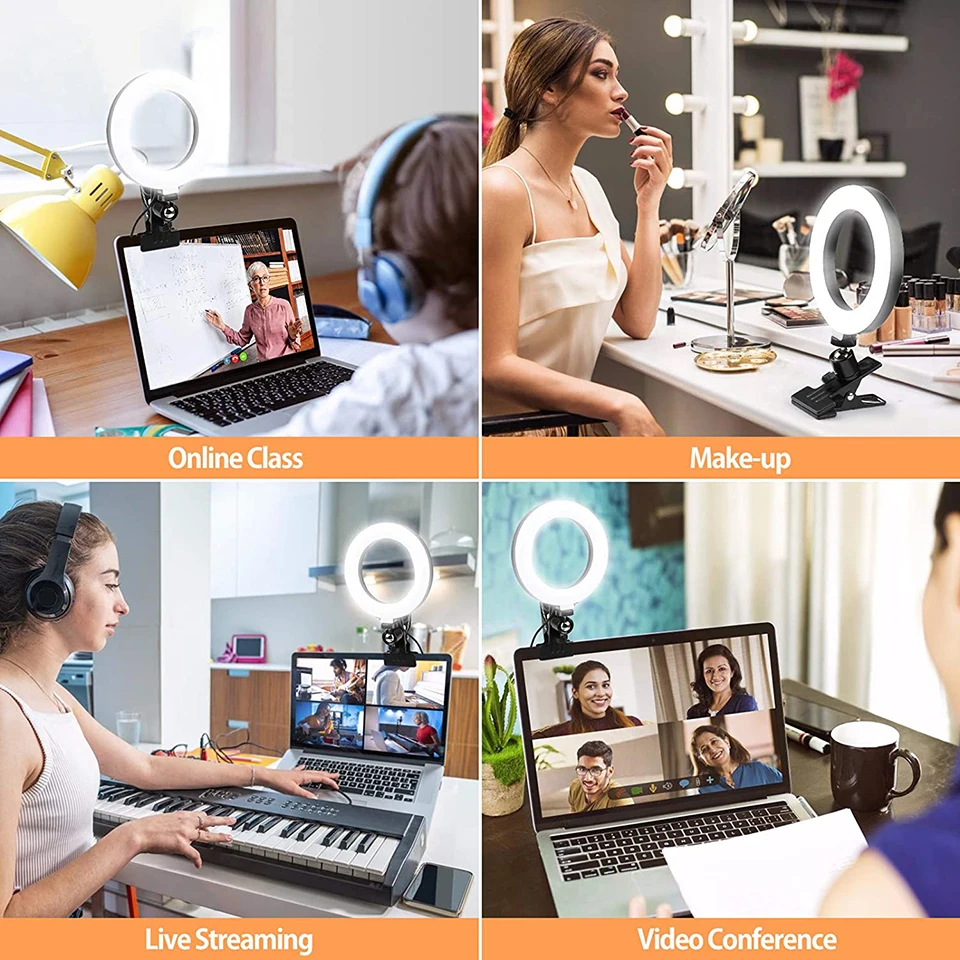 

6/10in Ring Light With Tripod Clip Led Photo Lamp Photo Photography Lighting Selfie Ringlight Phone Stand For Youtube Live Video