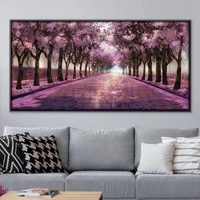 cherry blossom tree and flower oil painting print on canvas nordic poster wall art picture for living room home decor frameless