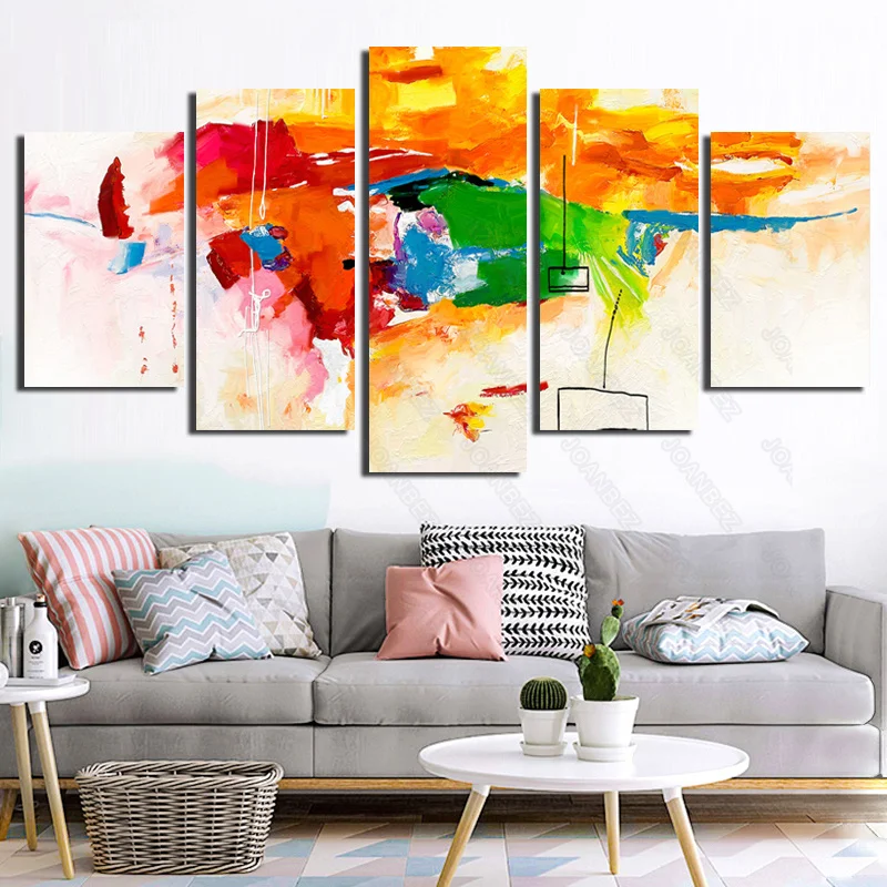 

European Style Canvas Material Abstract Workers Building Decoration Painting Pattern Background Living Room Furniture Sofa Deco