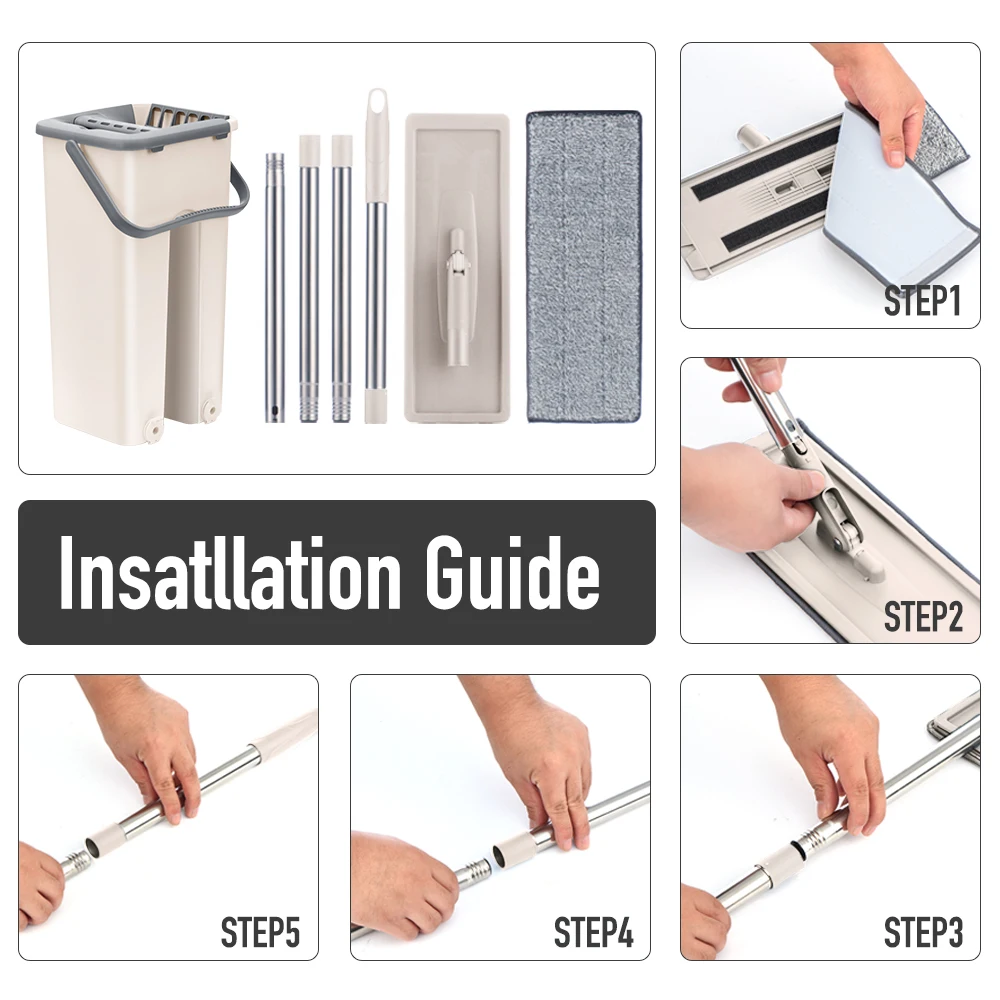 Швабра и ведро из микрофибры для сухой влажной уборки | Дом сад