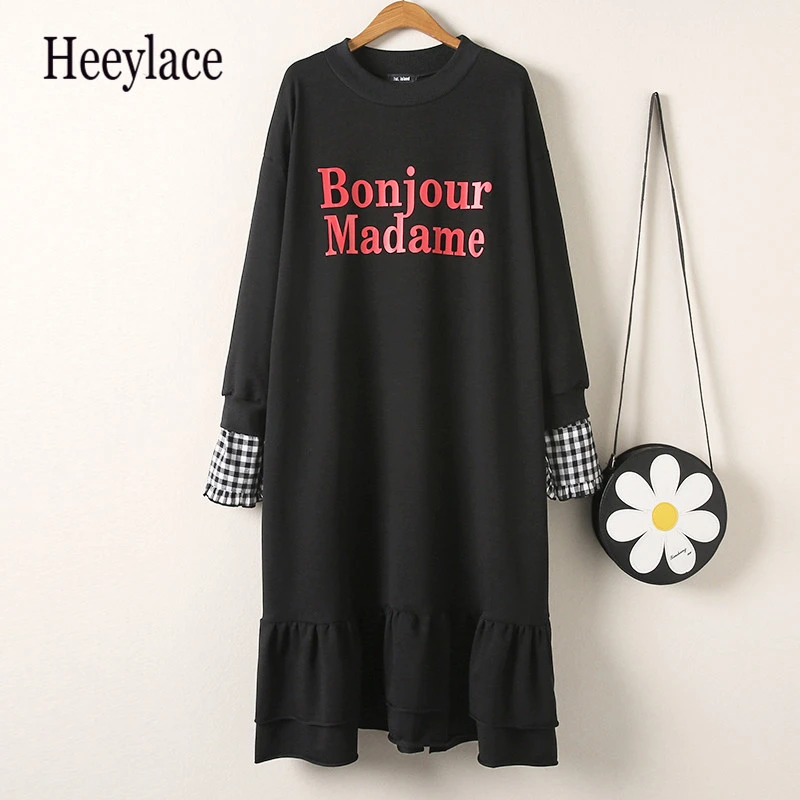 Женское платье свитшот осень 2019 модные Свободные повседневные платья в клетку с