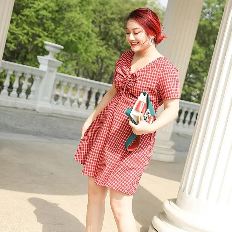 

2021 new style niche wind chimes flower skirt yellow plaid cotton and linen dress summer mid-length