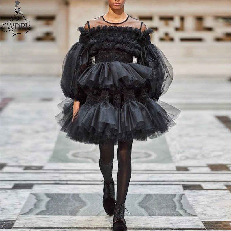 Драматическое черное платье макси Короткие платья выпускного вечера имитация