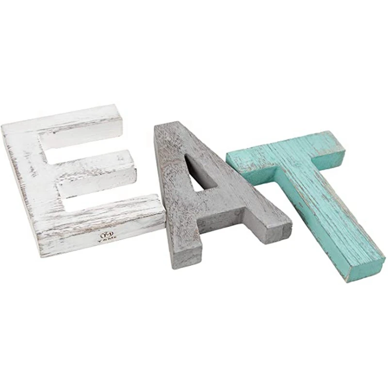 

Rustic Wood Family Sign, Decorative Wooden Block Word Signs, Freestanding Wooden Letters Multicolor (Eat Sign)