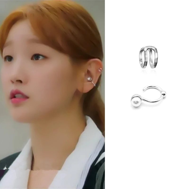 Park Su Dam same Record of Youth 2021 fashion new style elegant and noble, exquisite ear clip high quality Earrings